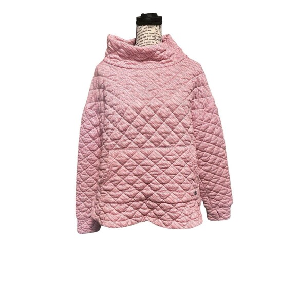 Jones New York Sport Quilted Pink White Chevron Funnel Neck Snap Side Y2K - Picture 1 of 10